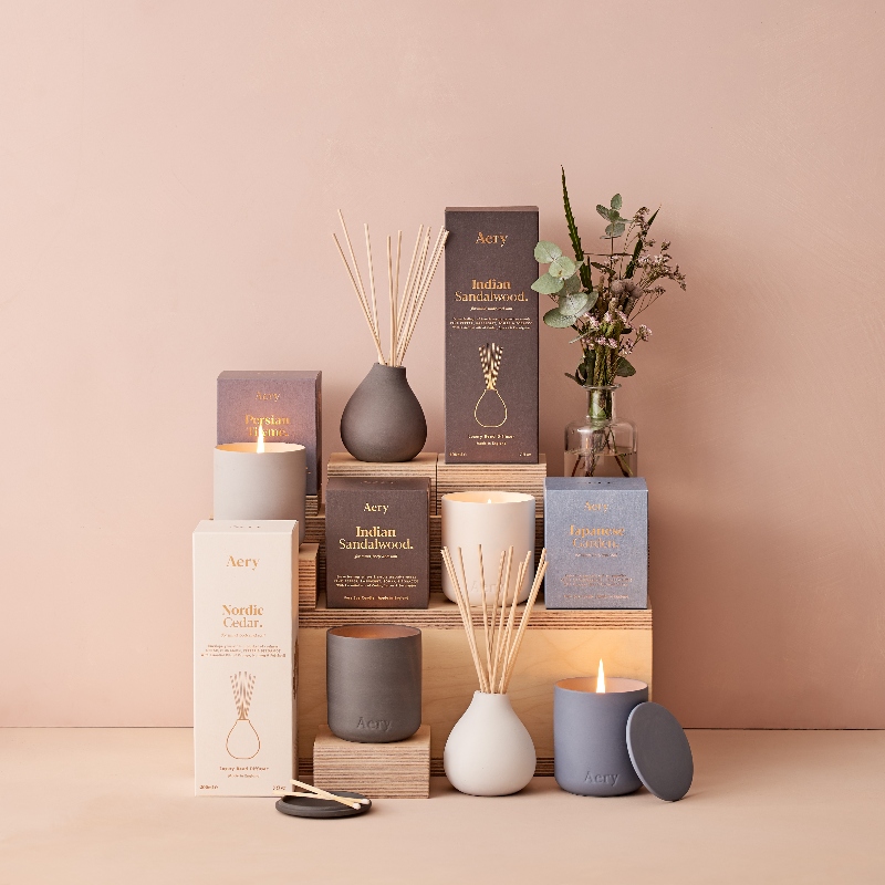 Aery Himalayan Cedar Leaf Reed Diffuser with notes of lemon, patchouli, and cedar